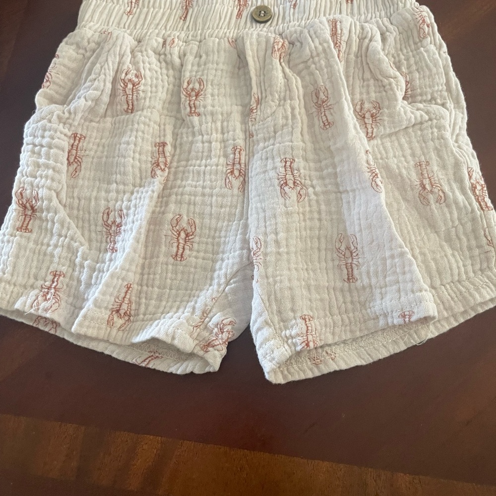 White Lobster Print baby out fit